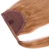 Real Remy Human Hair Clip in Ponytail Extensions Strawberry Blonde Wrap Around Hair Ponytail Slik Straight Virgin Brazilian Ponytail hair