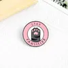 Qihe Smycken Katt Rosa Paw Enamel Lapel Pins 'Stay Pawsitive' Unique Design Gifts till Friends Brosches Badges Partihandel