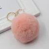 Multi Color Pink Kaninchenpelz Ball Schlüsselbeutel Plüschauto Key Halter Anhänger Schlüsselkettenringe für Frauen Neue Modeschmuck
