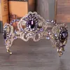 Purple Flower Crystal Tiara Bridal för bröllopsbrudguld Recestone Crown Headband smycken Hårtillbehör Y2008073381778