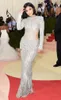 Custom Made Kendall Jenner Kylie Jenner Met Gala 2021 Czerwony Carpet Fashion Celebrity Sukienki Cutaway Illusion Zroszony Suknie wieczorowe