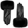 Luxury Quality Winter Women's Genuine Leather Gloves Female Warm Real Sheepskin Leather Gloves with Super Big Fur