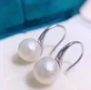 Natürliche Süßwasserperlen-Ohrringe für Damen, S925-Silber, runde Perlen-Ohrbügel-Ohrringe, 14-karätige Gold-Injektionsdraht-Ohrringe
