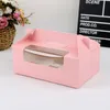 200X Maniglia portatile Finestra trasparente 6 fori Kraft Paper Cupcake Muffin Dessert Scatole per imballaggio per contenitori per imballaggio regalo di nozze