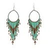 Exaggerated long handmade rice bead tassel earrings new European and American trend color beaded personalized earrings LY055