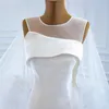 Eleganta satin sjöjungfru bröllopsklänningar med Cape Sheer Jewel Neck Ärmlös Bridal Bröllopsklänningar Robes de Mariée