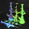 Smoking AK Silicone Bongs titanium tip Percolators Perc Removable Straight Water Pipes comb bong With Glass Bowl Mini rig