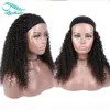Bythair Afro-Perücke, verworren, lockig, Echthaar, Stirnband-Perücke, kurze, lockige, maschinell gefertigte Echthaar-Perücke mit Stirnband, kein Kleber, kein Gel