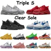 Triple s vintage clear sole platform shoes mens sneakers neon green yellow grey red gym blue black rainbow bordeaux men womens trainers