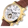 Designer Watchs Automatic Mechanical Men Watch avec une sangle en cuir de mode Top Business Retro Squelette en acier inoxydable2594864