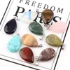 Fancy Heart natural Stone Gemstone Pendants High Polished Loose Beads Silver Plated Hook Fit Bracelets and Necklace mixed