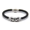 Men039s Skull Leather Bracelet Retro Braided Leather Bracelet Strong Magnetic Buckle Jewelry Accessories Friends9345658