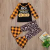 Halloween enfants costume choisir citrouille orange plaid 2 pièces ensemble T-shirt à manches longues + pantalon évasé à la mode Infant Baby Playsuit D9402