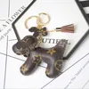 2021 chien conception voiture porte-clés sac pendentif breloque bijoux fleur porte-clés porte-anneau pour femmes hommes mode PU cuir Animal porte-clés accessoires