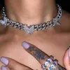 Stonefans 힙합 쿠바 링크 여성 진술을위한 Bling Rhinestone Butterfly Charm Necklace Jewelry CX2001442739