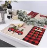 Kerstdecoraties kerstboom rode truck placemats tafel mat winter buffel plaid placemat dineren huis kerstmas tafel decoratie w-00288