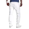 Jeans masculino Sfit Moda Branco Sólido Sexy Buraco Rasgado Distresses Lavado Magro Masculino Casacos Casual Calças Hip Hop 2021