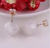 Ny Mode Kvinnor Punkt Örhängen Dubbelsidan Lysande Kvadratpärla (8mm 16mm) Studörhängen Stor Pearl Crystal Örhängen 12 Färgval
