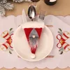 Mode dessin animé elfe noël vaisselle couverture rouge fourchette couteau étui arbre de noël pend fête festive décor à la maison livraison directe