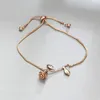 Fashion Flower Rose pull string adjustable bracelet cuff gold chains women bracelets fashion jewelry gift will and sandy new