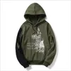 Mäns Hoodies Sweatshirts Höst och Vinter Man Style Stitched Sleeve Man Casual Sketchar Tryckt Hooded Sweatshirt Losing Pullover1