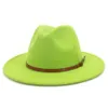 New Fashion Men Fedoras Women's Fashion Jazz Hats Leather Ribbon Flat Wide Brim Fedora