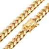 8 mm10 mm12mm14mm16mm stal nierdzewna męska biżuteria 18K Gold Pleated High Polerowany Łańcuch Link Cuban Link Men Punk Curb CH9451195