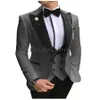 Slim Fit Ivory Black Blue Groomtuxedos För Formell Bröllopsdräkt Tre Pieces Noble Grey Business Occasure Wear Män Passar 2020 Bröllop Tuxedo