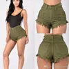 Womens cintura alta Denim Shorts Verão Sexy magro estiramento cabelo cor sólida Bigodes Famale Shorts