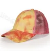 Tye Die Criss Cross Ponytail Baseball Cap Outdoor Sports Unisex Sun Hat Trucker調整可能な夏の帽子ljjo83064013770