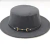 Cappello Fedora per feltro di colore solido classico per uomini donne in lana berretto jazz cappa largo bordo semplice cappello a cilindro piatto 27451299768