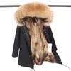 Réel manteau de fourrure de raton laveur pour hommes 2020 nouveau hiver chaud mode vraie fourrure parkas doublure de raton laveur col de raton laveur parka pour hommes avec