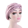 Silky Bonnet för kvinnor Double Layer Satin Day Night Sova Cap Solid Färg Headwrap Ladies Hair Cover Makeup Headwear Hat Fashion