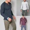 Camisetas para hombres Base Tees Sólido Top T SHIRT Otoño Manga larga Algodón Slim Fit Hombres Muscle Gimnasio Camiseta Casual Talla grande