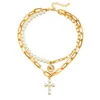 Nouvelles robes de luxe pour femmes pull chaîne collier créatif rétro grande marque sceau incrusté de perles artificielles cou multicouche cha307U8101960