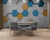 Custom 3d Geometric Wallpaper European Minimalist Gray Blue Orange Hexagon HD Superior Interior Decorations Wallpaper