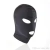 Maschera con cappuccio in spandex con bondage feticcio che apre la bocca e gli occhi