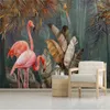 Milofi Custom Non-woven Wallpaper Nordic Modern Minimalist Tropical Plant Forest Flamingo Bakgrundsväggmålning