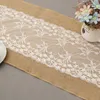 Hessian Lace Table Runner Nappe 275X30CM Vintage Lace Burlap Lin Table Runner Wedding Party Decor Vintage Nappe TQQ BH3010