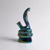 Pretty Rainbow Color Glass Cobra Bong Pyrex Thick Glass Bong Filter Smoking 5.2 inch With Down Stem Handle Bowl Water pipe