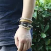 Weave cross charme bois perles bracelet multicouches cuir bracelets de bracelet manchette femme femme bijoux de mode et cadeau sableux