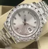 Montres de luxe 41mm automatique mécanique or blanc plus grand diamant cadran noir Bracelet en acier inoxydable montre-bracelet pour hommes 189O