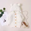 Bébé enfants vêtements Cardigan tricoté à capuche cou couleur unie conception à manches longues tricoté bébé garçon fille vêtements pull