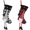 Buffalo Plaid Christmas Strumpor Svenska Santa Gnome Xmas Sock Eldstad Hängande dekorationer Kids Presentväska JK2008XB