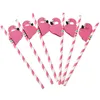 50 stks/set Flamingo Papieren Rietjes Draagbare Wegwerp Stropipet Roze Rietje Bar Drinkgereedschap Bruiloft Verjaardagsfeestje Decoratie BH2114 CY