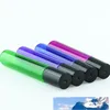 New Arrival Pull Tube 10ML Glass Roller Oil Bottles Blue Purple Green Red 10 ml Roll On Bottles Aromatherapy Fragrance 1100Pcs Factory Price