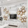 Luxo em estilo europeu de jóias flor papéis de parede TV decoração de parede do fundo da pintura de parede moderno para sala de estar