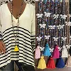 2021 moda longa cadeia de cristal grânulos pingente colares boho jóias borboleta encantos colorido borla colar para mulheres meninas meninas