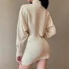 Women's Tracksuits Fashion Women Set 2 Peice Sets Long Sleeve Turtleneck Crop Top+elastic Waist Skirt Sexy Outfits For Chic Cloting 2021 1