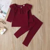 2020 Herfst Baby Kleding voor Meisjes Lange Mouw T-shirt Broek 2 stks Kinderkleding Sets Lente Zuigeling Peuter Outfits 4 Kleuren 0-3t